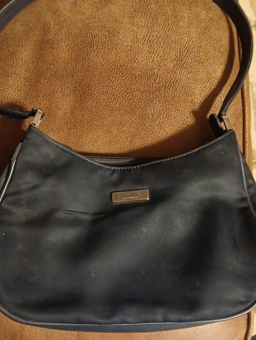 Liz Claiborne Black Shoulder Hobo with Metal Logo Plaque